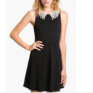 Free People Waffle Knit Peter Pan Collar Dress in Black